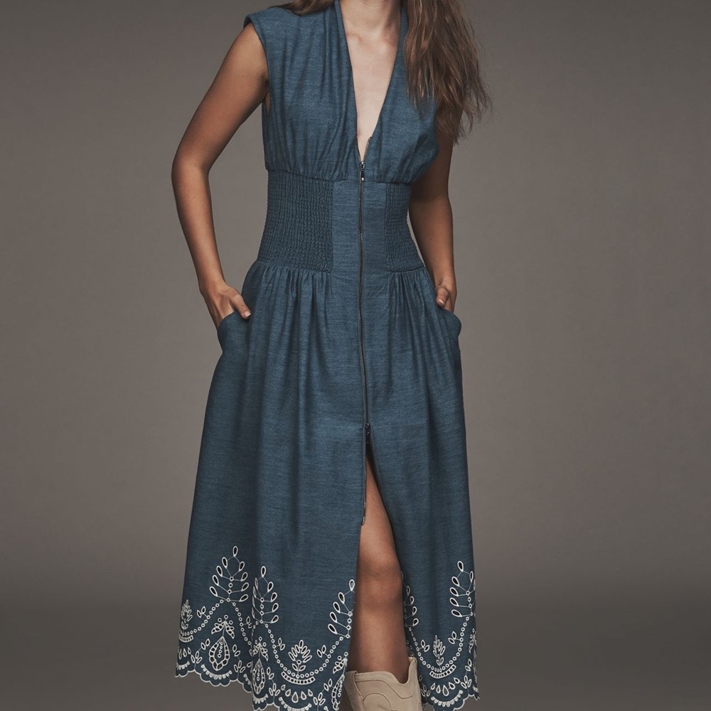 The Tommie Denim Eyelet Trim Dress, Anthropologie